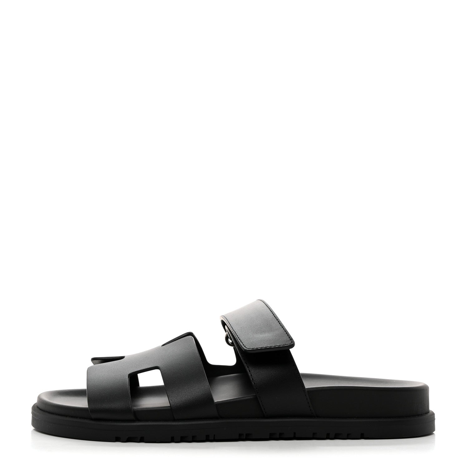 Hermes Calfskin Womens Chypre Sandals 38 Black 1 of 9