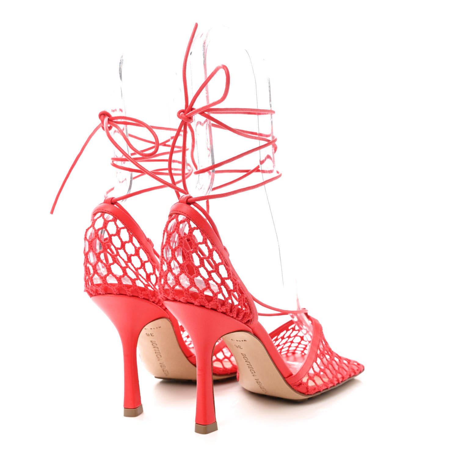Bottega Veneta Mesh Nappa Stretch Ankle Tie Sandals 36 Tomato 4 of 7