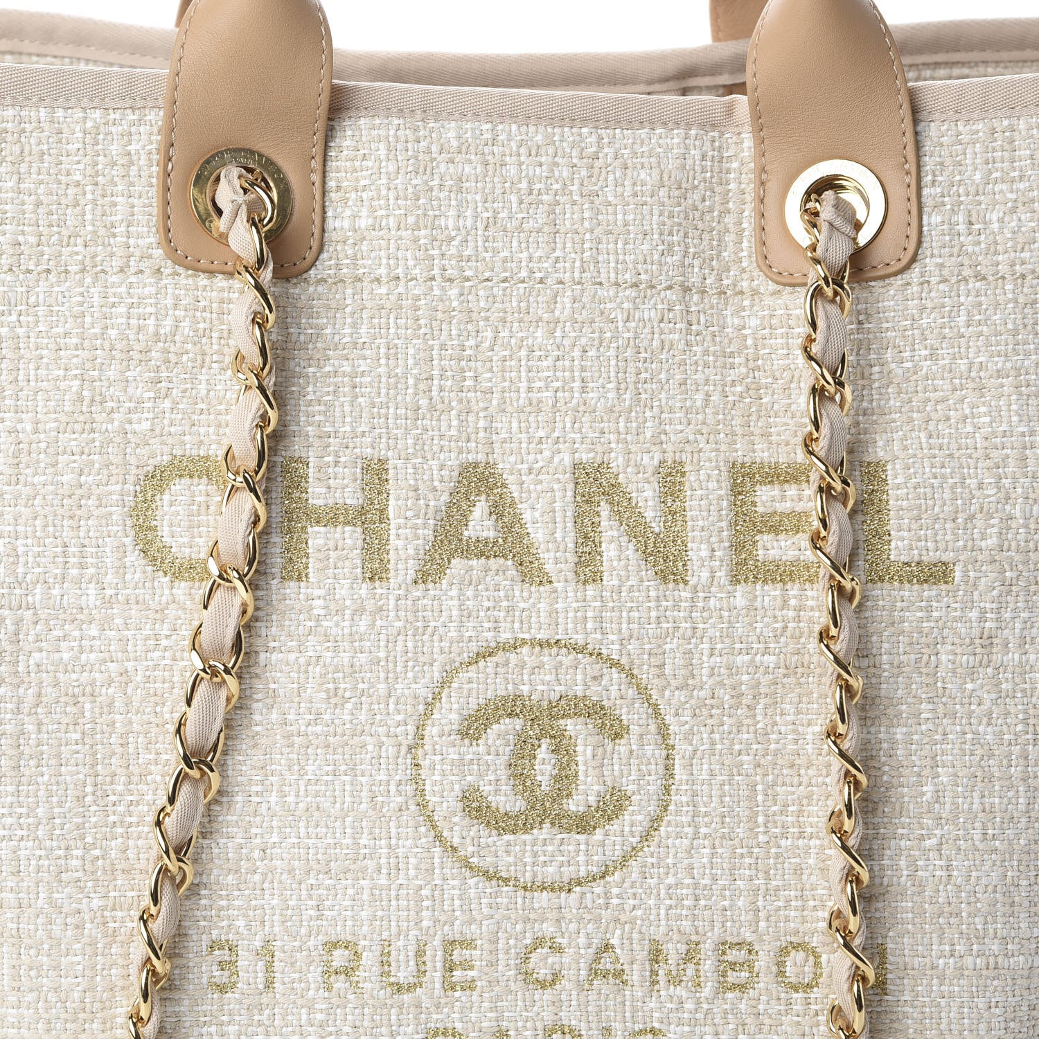 Chanel Mixed Fibers Calfskin Medium Deauville Tote Light Beige 9 of 9