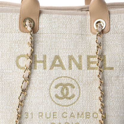 Chanel Mixed Fibers Calfskin Medium Deauville Tote Light Beige 9 of 9