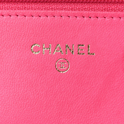 Chanel Lambskin Quilted Wallet On Chain WOC Fuchsia 6 of 17