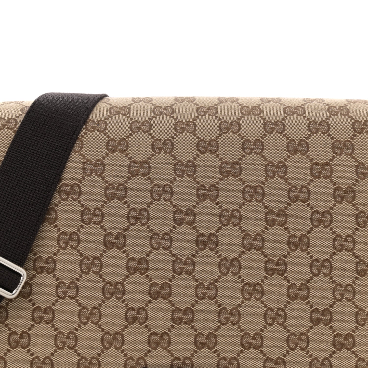 Gucci Monogram Large Flap Messenger Bag Beige Dark Brown 8 of 10
