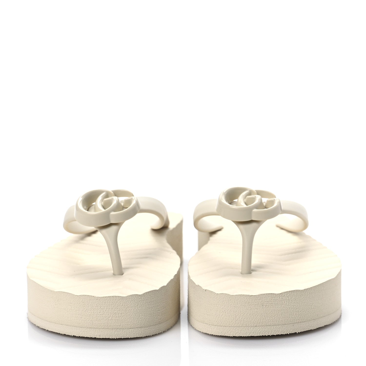 Gucci Rubber Chevron Womens Thong Sandals 38 White 3 of 16