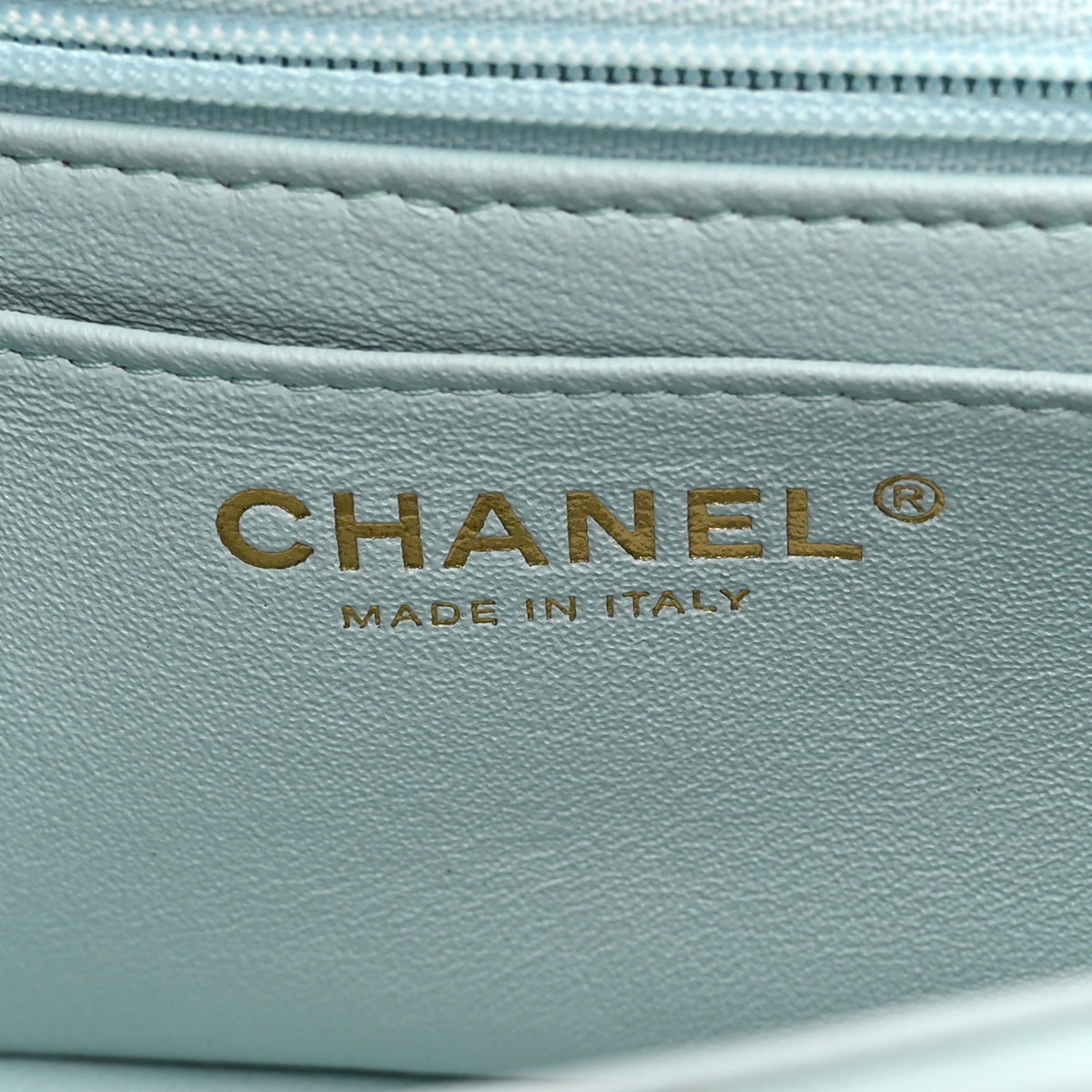 Lambskin Quilted Mini Top Handle Rectangular Flap Light Blue