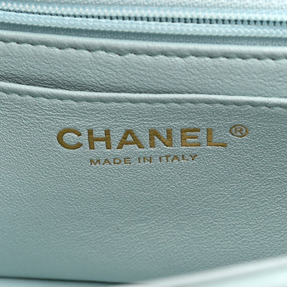 Chanel Lambskin Quilted Mini Top Handle Rectangular Flap Light Blue 6 of 11