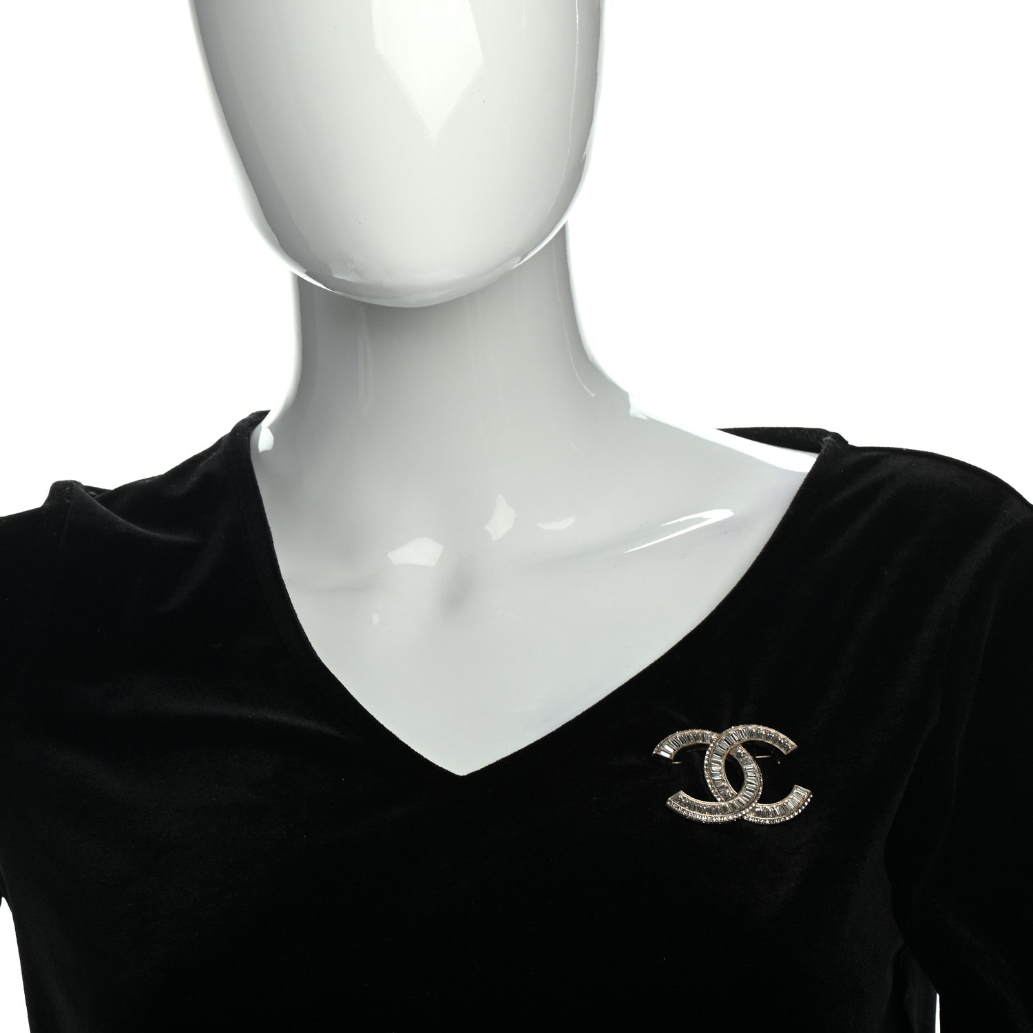 Chanel Baguette Crystal CC Brooch Gold 2 of 4