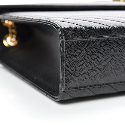Saint Laurent Grain De Poudre Matelasse Chevron Large Monogram Satchel Black 8 of 10