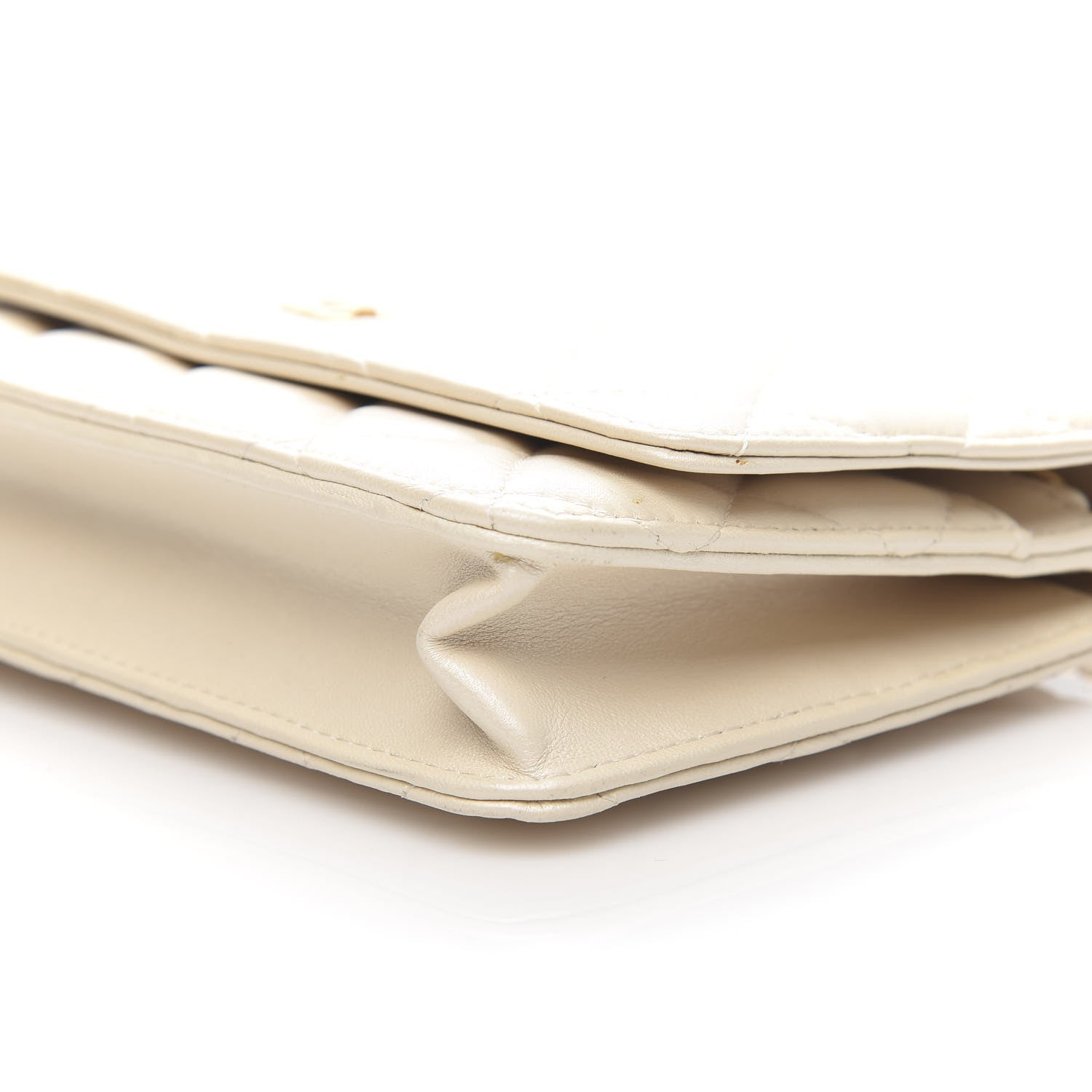 Chanel Pearly Lambskin Quilted Wallet On Chain WOC Light Beige 10 of 11