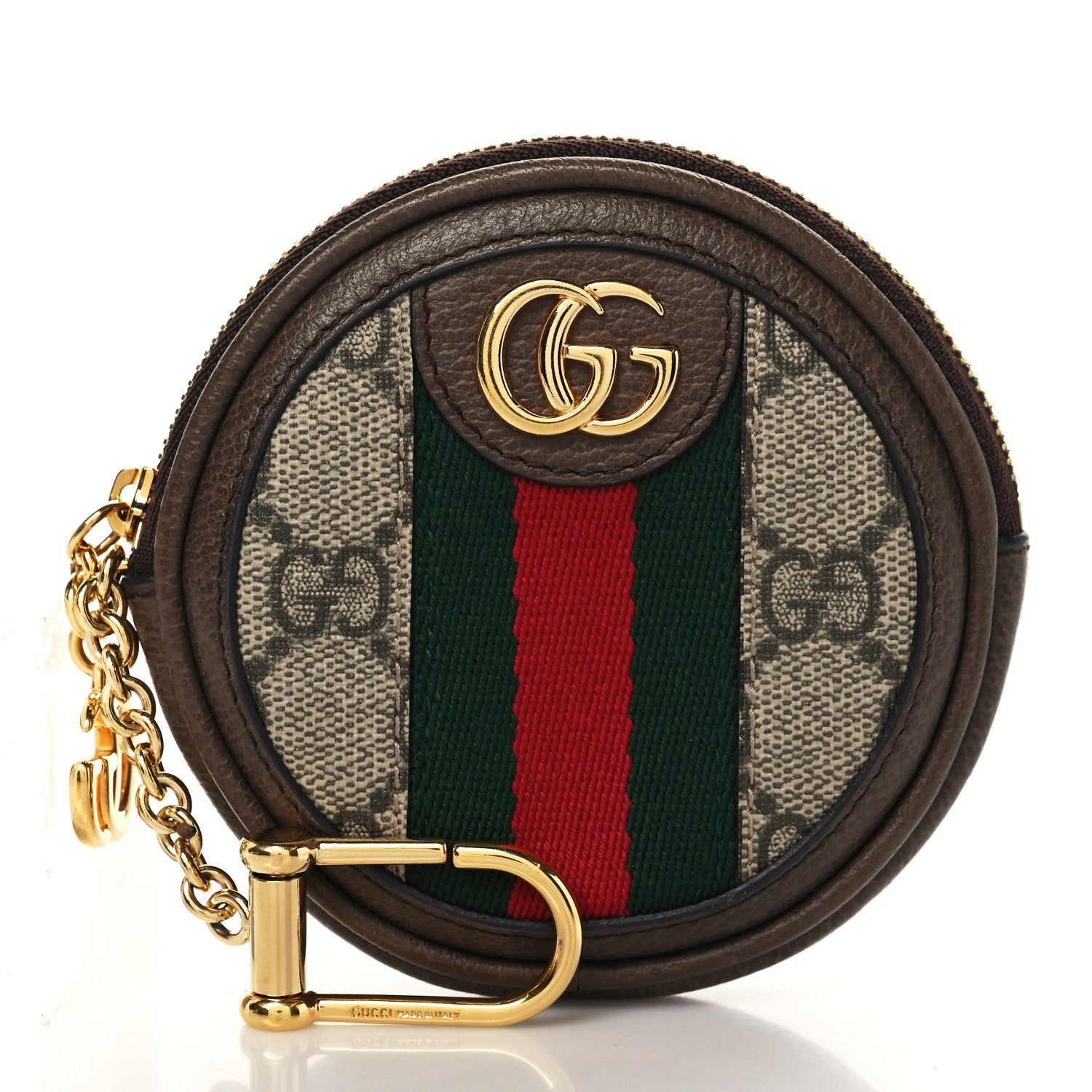 Gucci GG Supreme Monogram Web Ophidia Round Coin Purse Beige New Acero 1 of 7