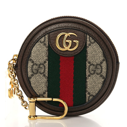 Gucci GG Supreme Monogram Web Ophidia Round Coin Purse Beige New Acero 1 of 7