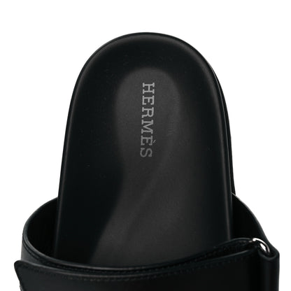 Hermes Calfskin Womens Chypre Sandals 38 Black 7 of 9