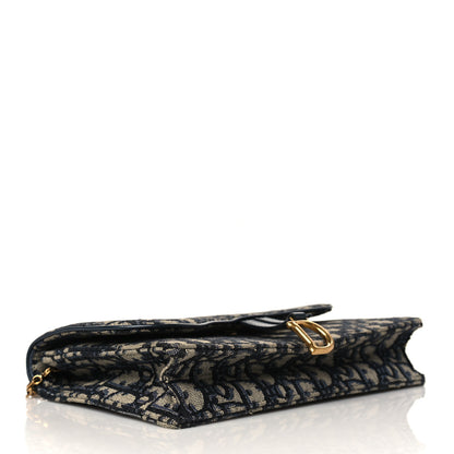 Christian Dior Oblique Saddle Chain Pouch Blue 4 of 11