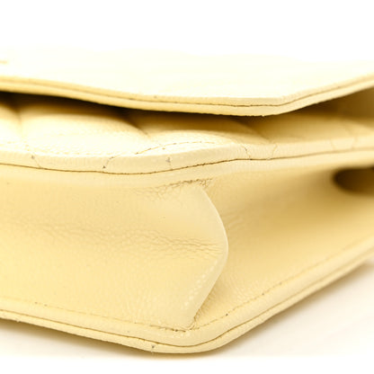 Chanel Caviar Quilted CC Turn Lock Wallet On Chain WOC Light Yellow 11 of 12