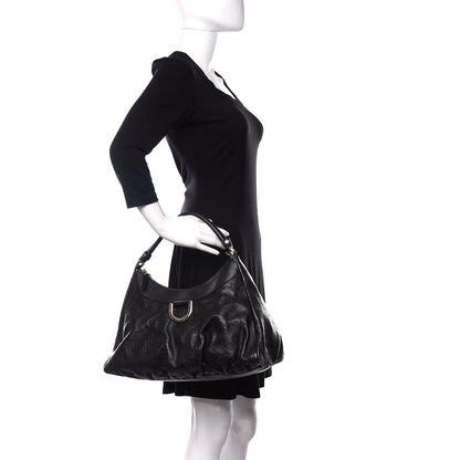 Gucci Guccissima Large D Gold Ring Hobo Black 2 of 13