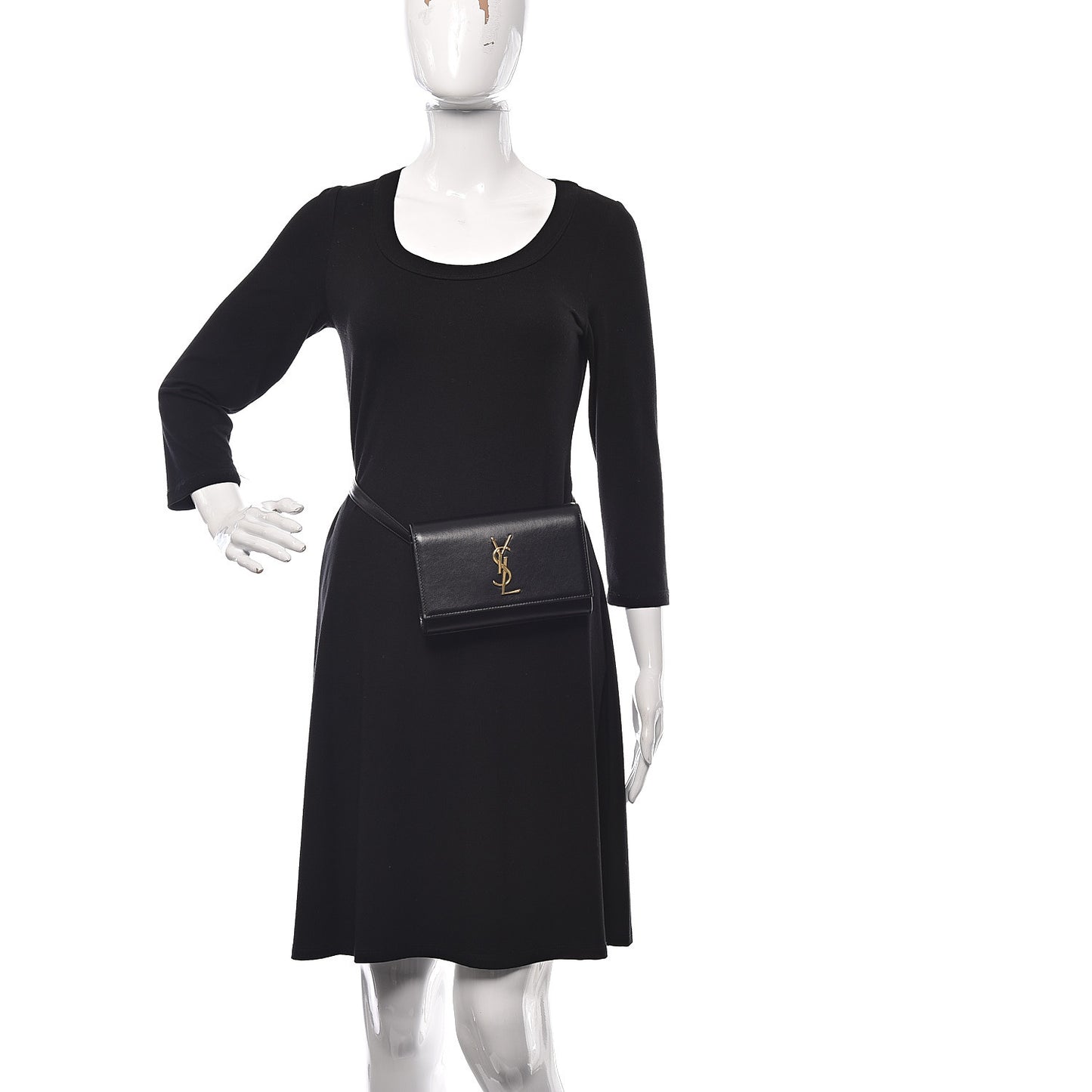 Moon Calfskin Pearl Double G 40mm Belt 85 34 Black Cream