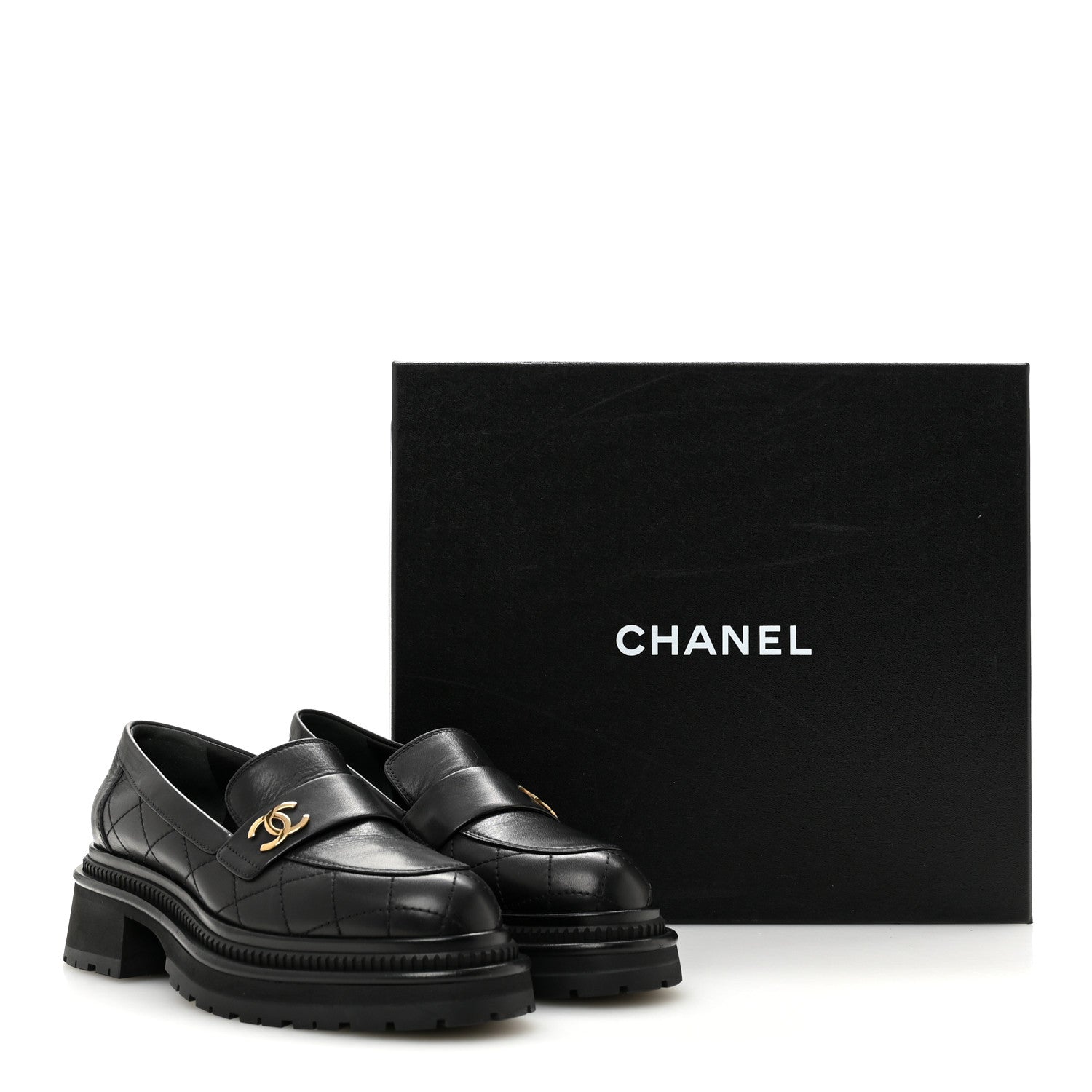 Chanel Calfskin Quilted CC Mocassin Loafers 37 Black 11 of 11