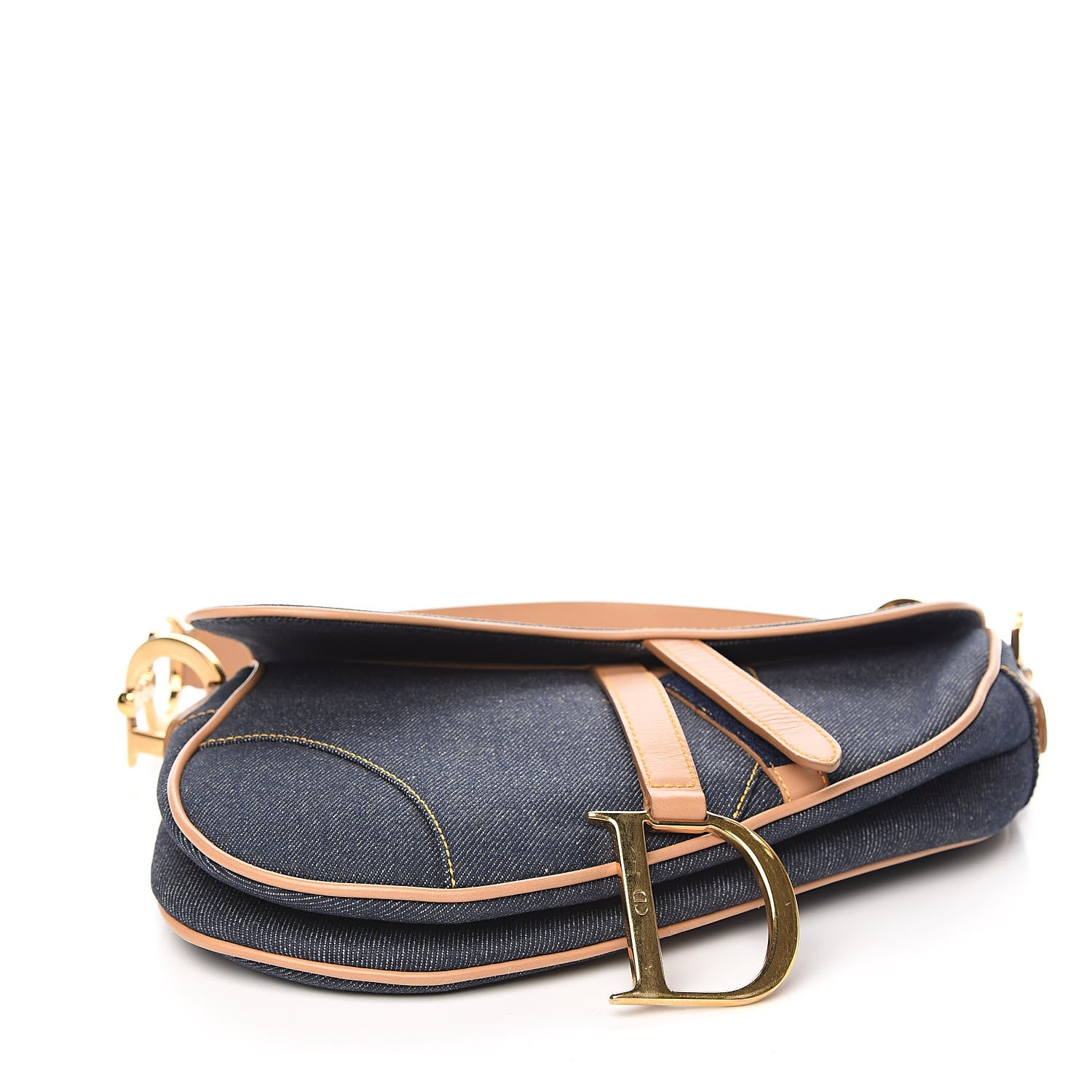 Christian Dior Denim Calfskin Saddle Bag Blue 4 of 10