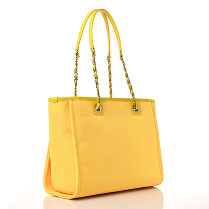 Chanel Mixed Fibers Small Deauville Tote Yellow Orange 3 of 12