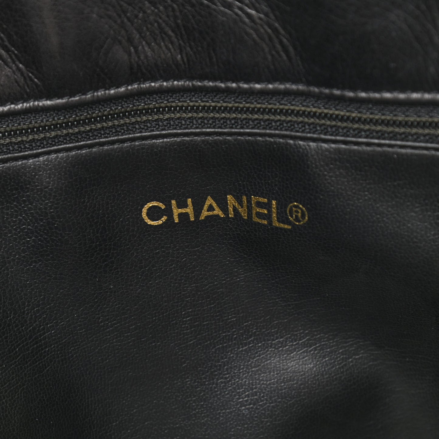 Lambskin Stitched Shopper Tote Black