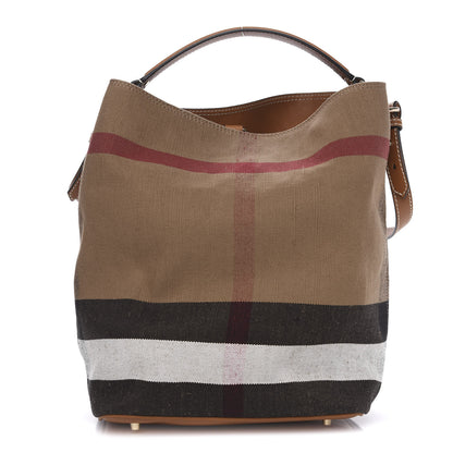 Burberry Canvas Mega Check Medium Ashby Hobo Saddle Brown 1 of 11
