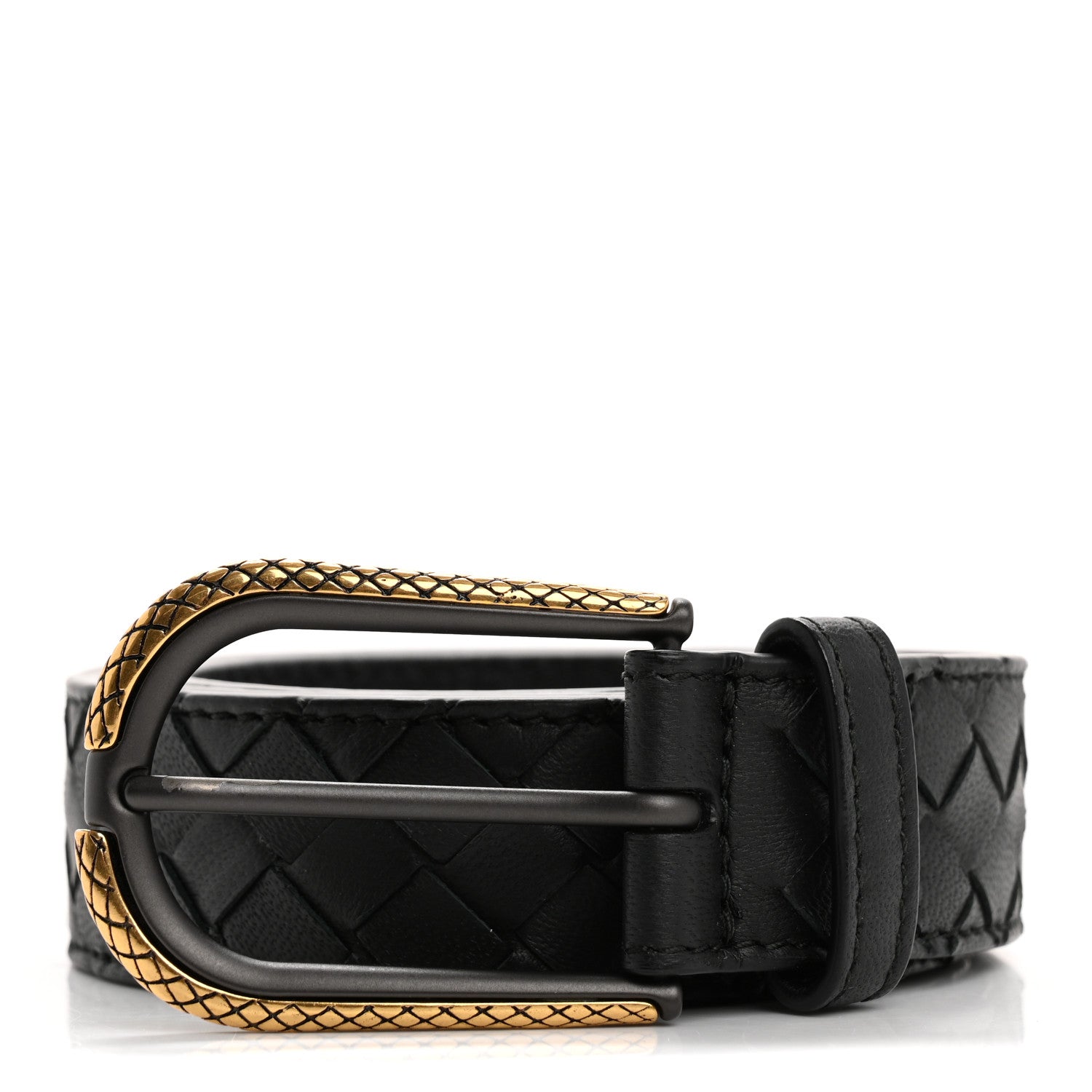 Bottega Veneta Nappa Intrecciato Belt 80 32 Black 1 of 7