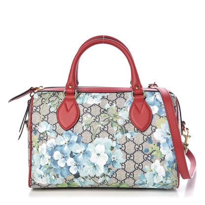 Gucci GG Supreme Monogram Blooms Small Boston Beige Blue Navy Hibiscus Red 1 of 10
