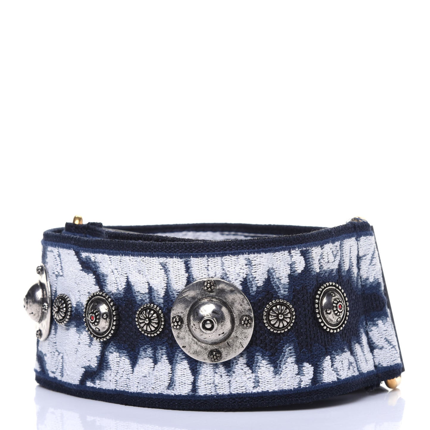 Canvas Embroidered Studded Tie Dye Shoulder Strap Blue
