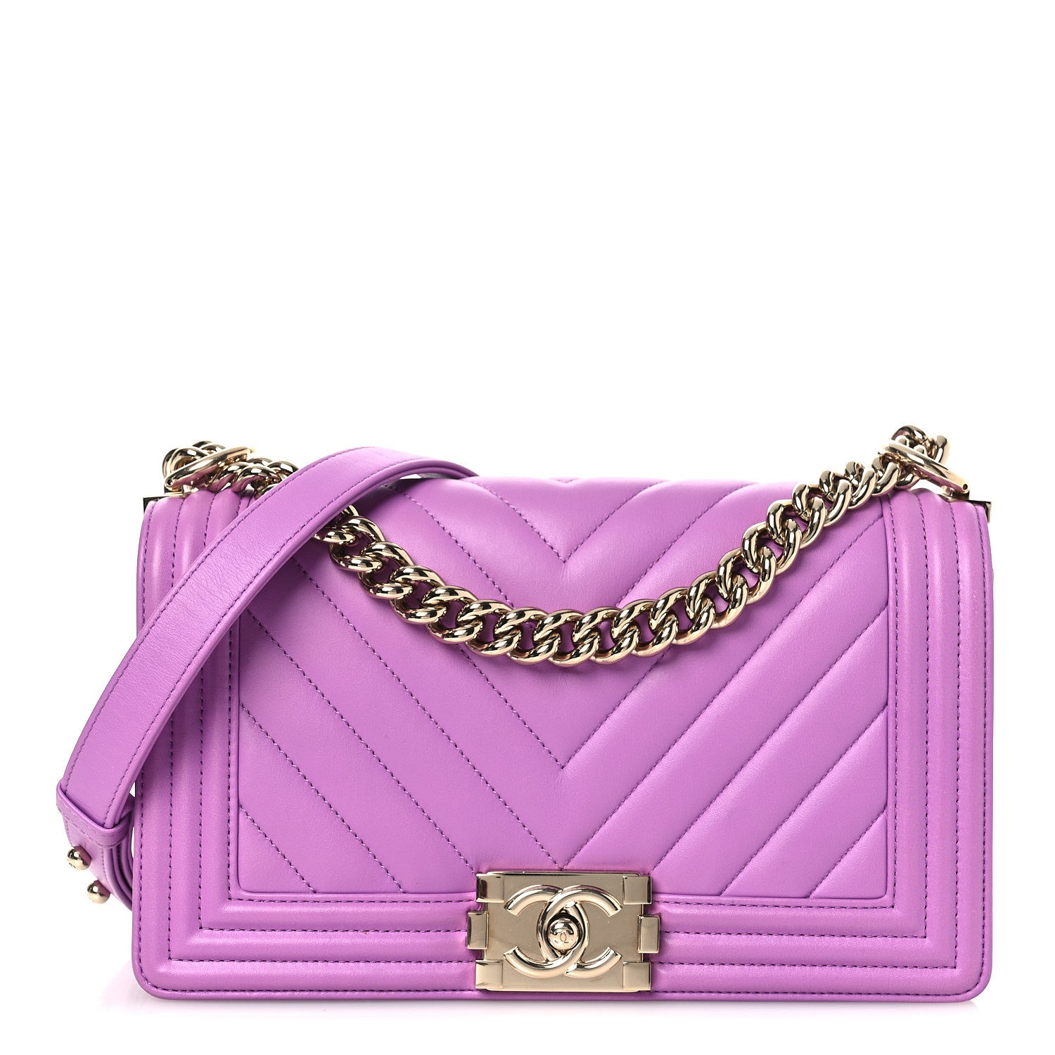 Chanel Lambskin Chevron Quilted Medium Boy Flap Purple 1 of 13