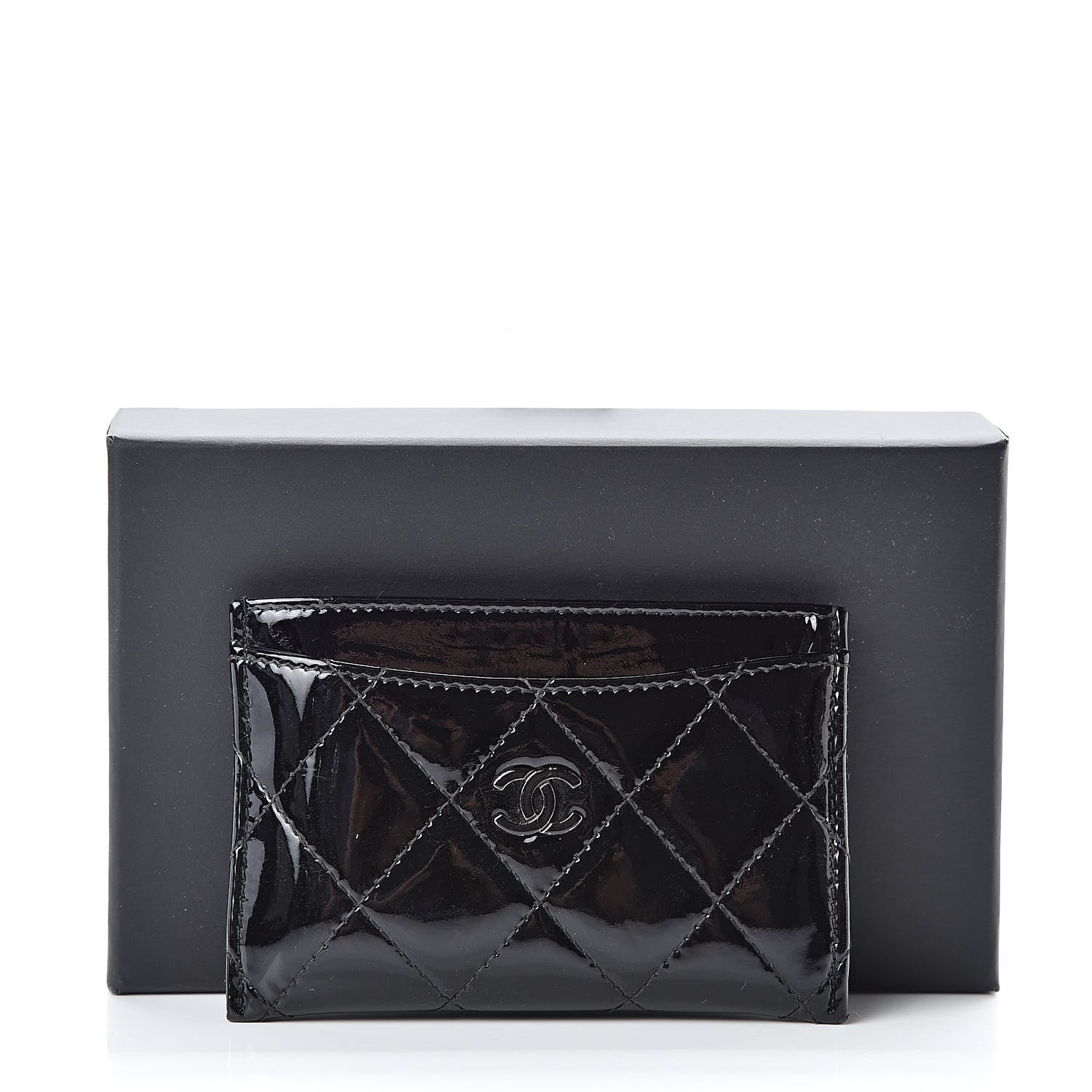 Chanel Patent Calfskin Quilted Card Holder Black 10 of 10