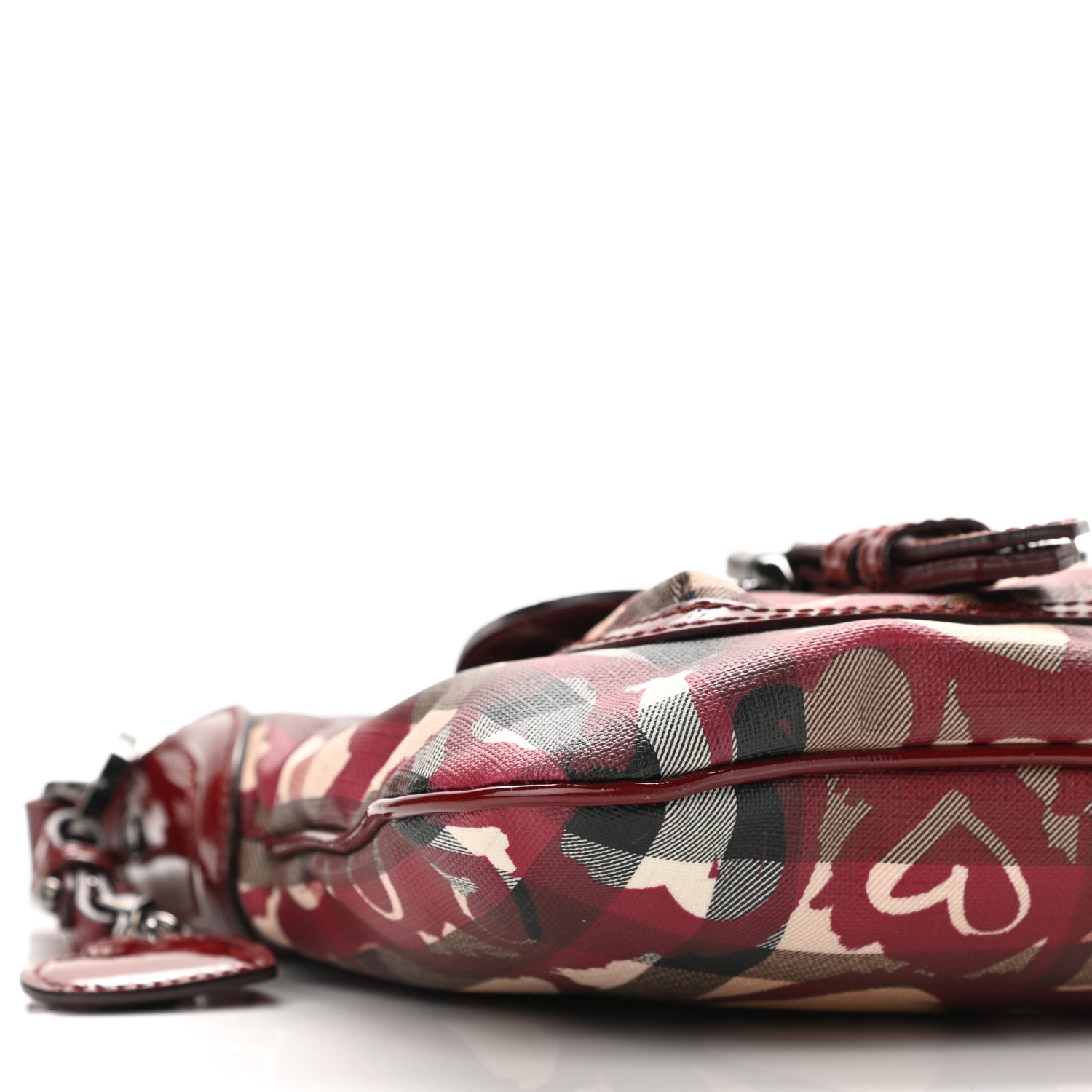 Burberry Nova Check Heart Crossbody Clutch Bag Berry Red 10 of 11
