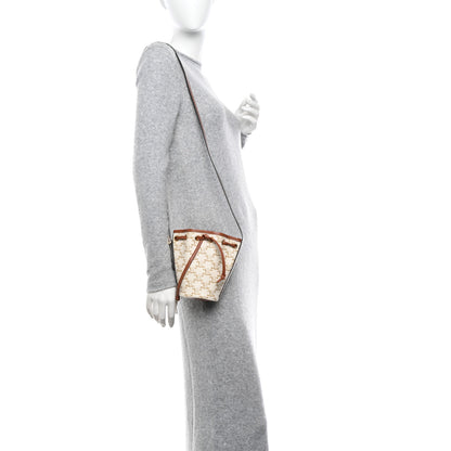 Celine Triomphe Canvas Calfskin Micro Drawstring Bucket Bag White Tan 2 of 10