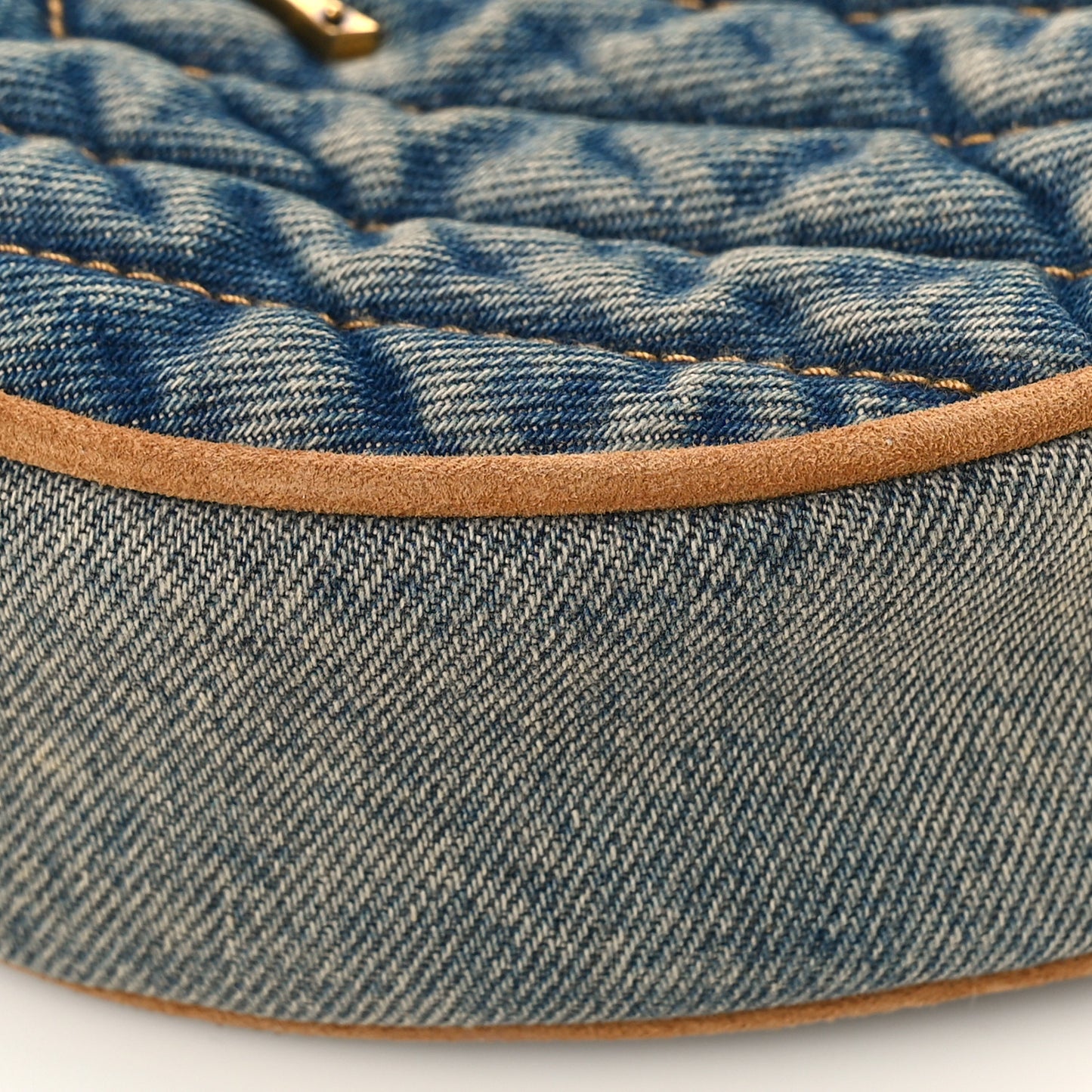 Denim Quilted Monogram Round Crossbody Bag Rodeo Blue