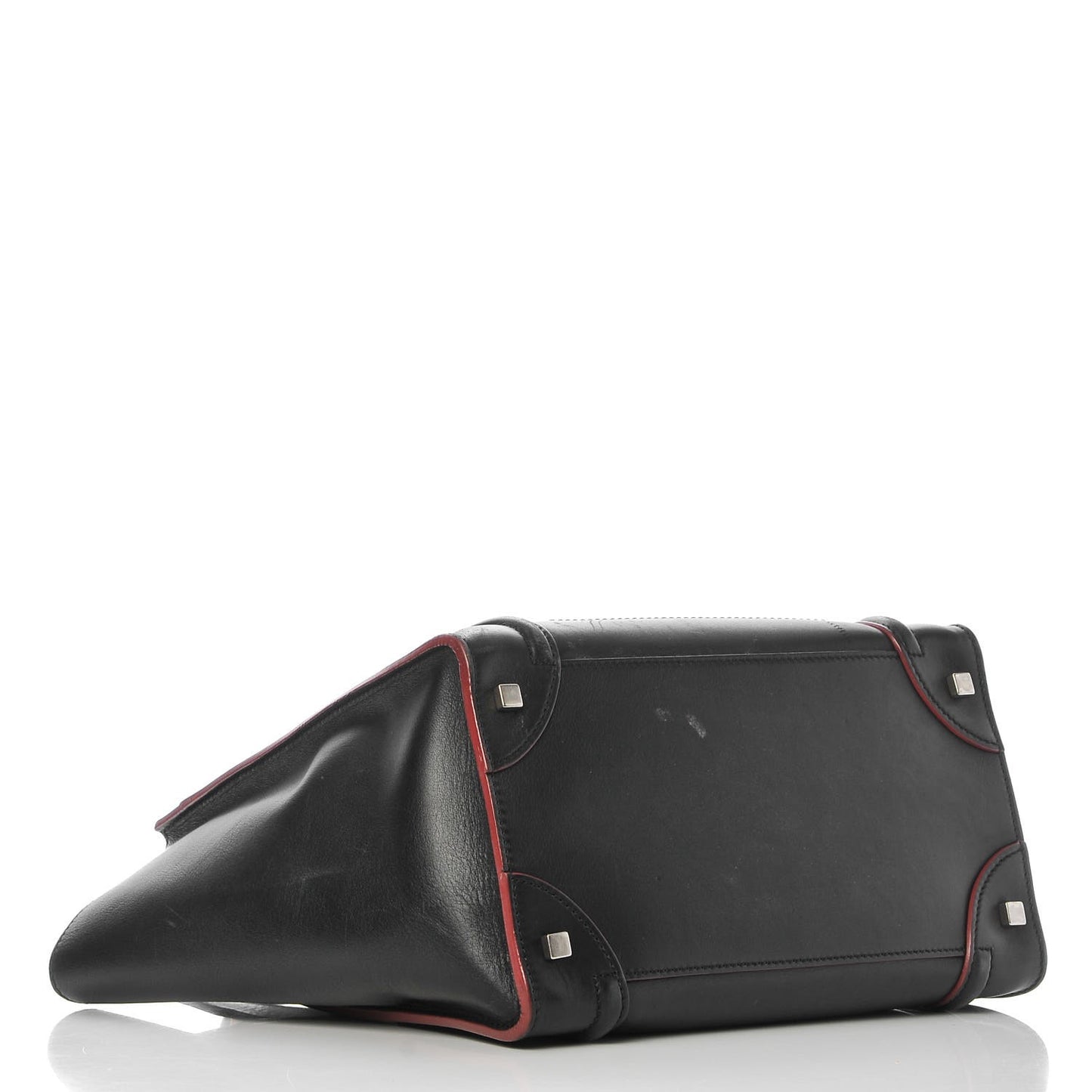 Smooth Calfskin Mini Luggage Black Pink Trim