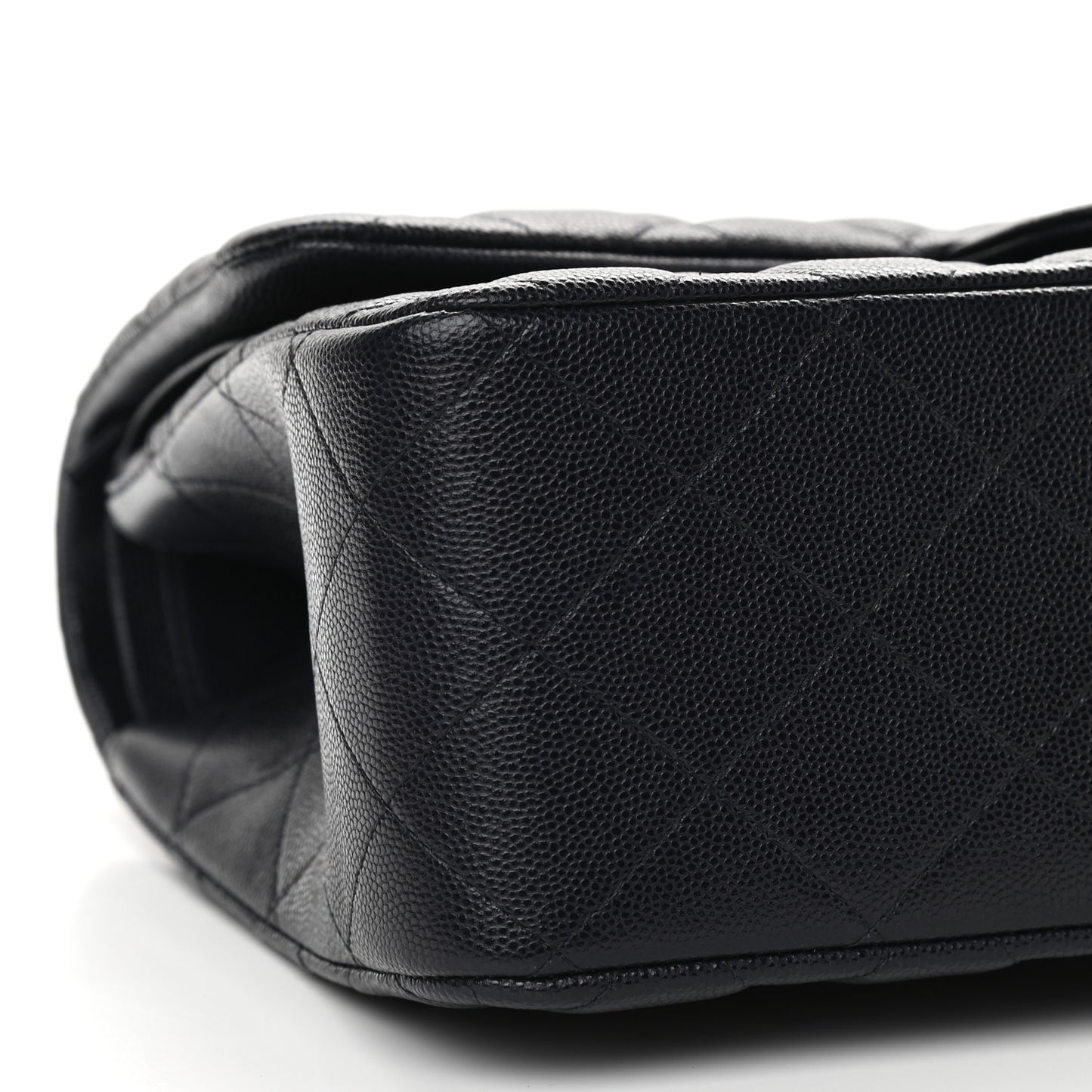Caviar Quilted Jumbo Double Flap Navy Blue