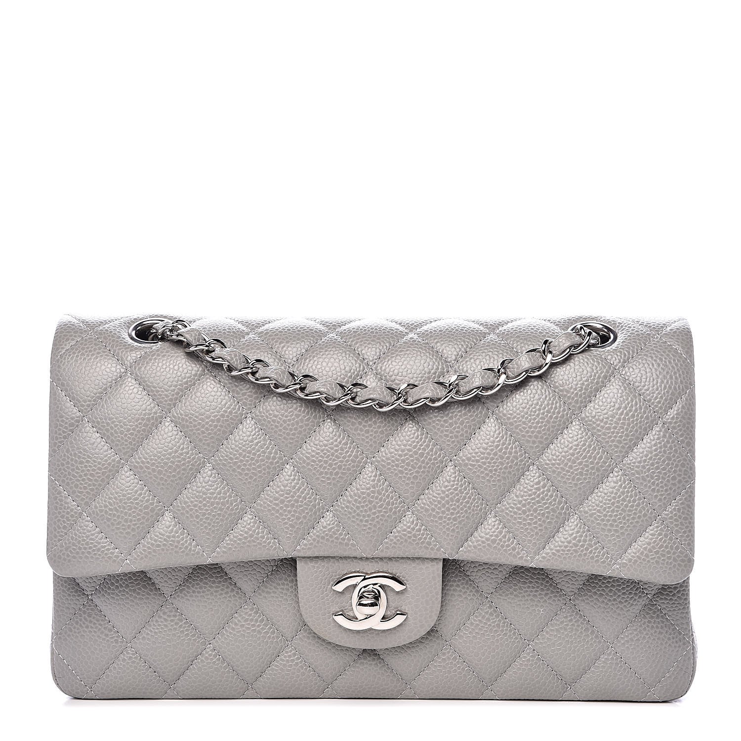 Chanel Caviar Quilted Medium Double Flap Grey 1 of 12