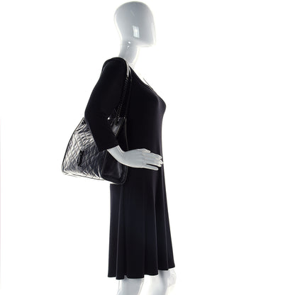 Saint Laurent Crinkled Calfskin Matelasse Monogram Medium Niki Shopper Tote Black 2 of 9