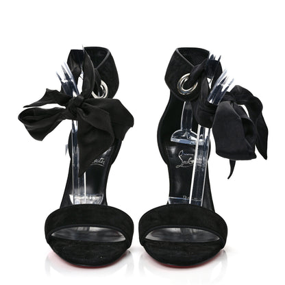 Christian Louboutin Veau Velours Silk Bow Torrida Alta 100 Sandals 38.5 Black 2 of 7