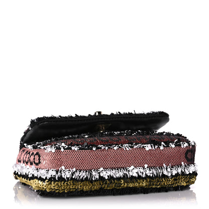 Chanel Sequin COCO Clutch With Chain Black Red 4 of 12