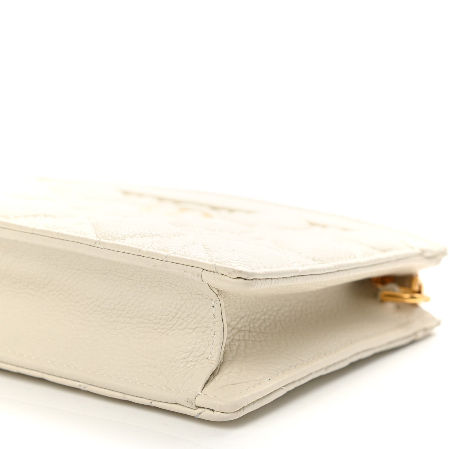 Calfskin Cannage Caro Zipped Pouch With Chain Latte
