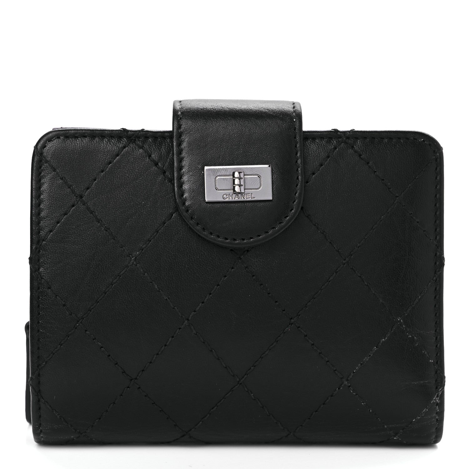 Chanel Aged Lambskin Quilted Reissue French Wallet Black 1 of 12