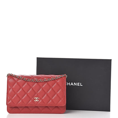 Chanel Caviar Quilted Wallet on Chain WOC Red 14 of 14