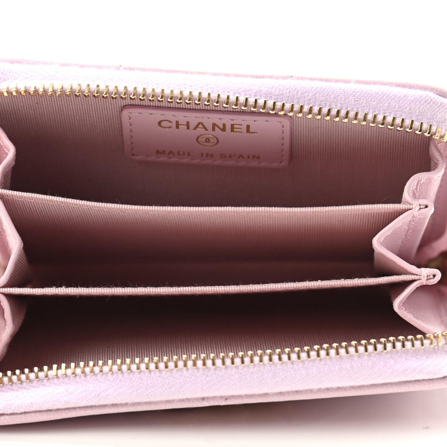 Lambskin Quilted Chanel 19 Zip Around Coin Purse Wallet Light Pink