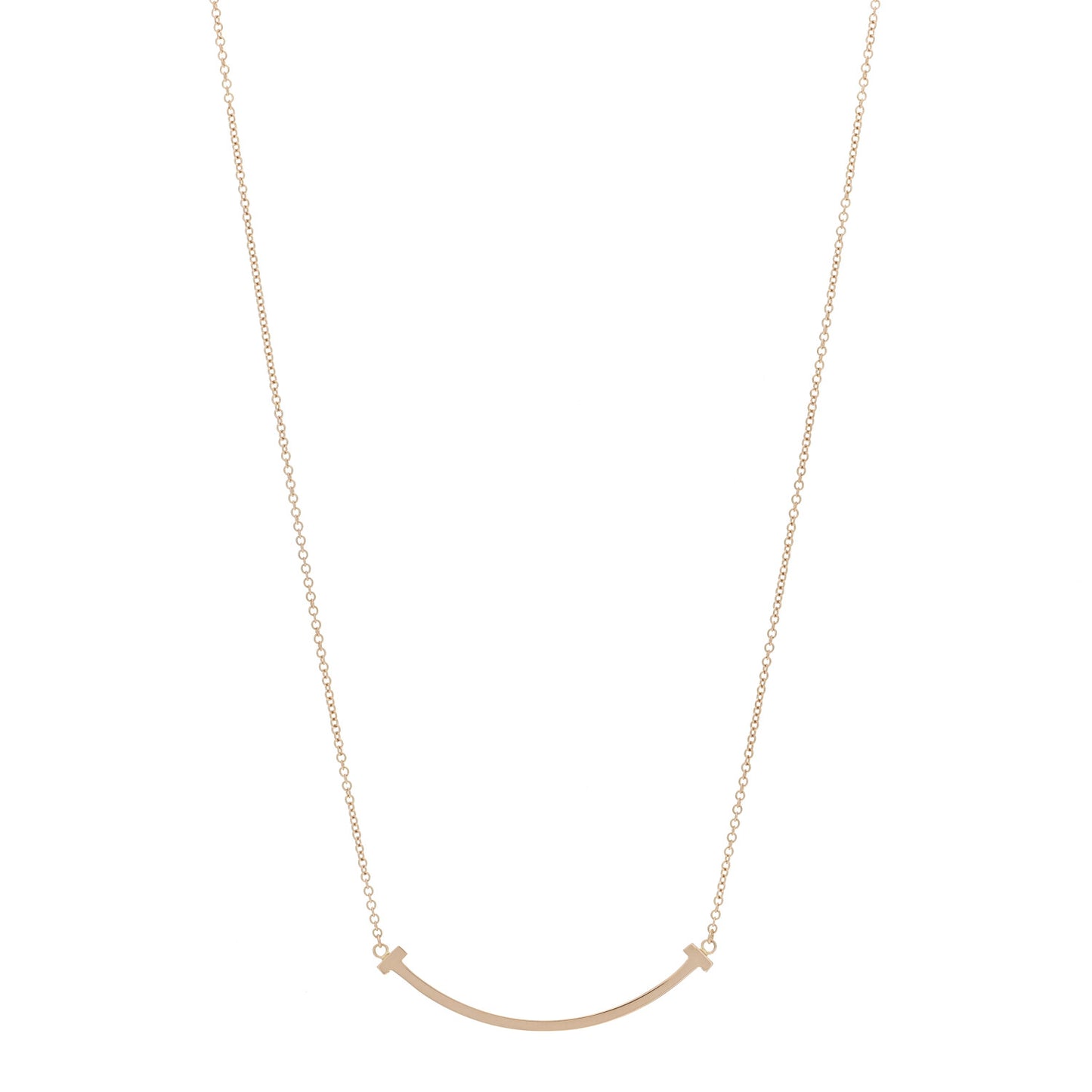 18K Rose Gold Small T Smile Pendant Necklace