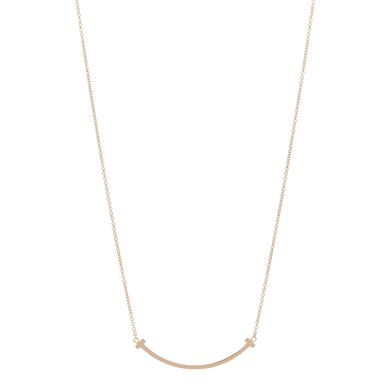 Tiffany 18K Rose Gold Small T Smile Pendant Necklace 1 of 5