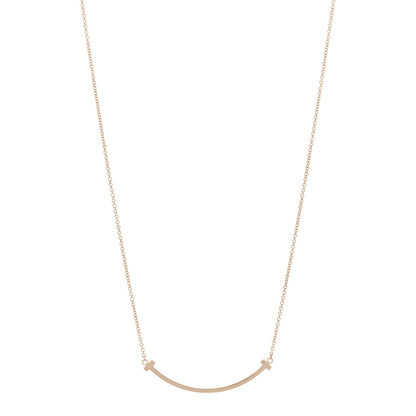 Tiffany 18K Rose Gold Small T Smile Pendant Necklace 1 of 5