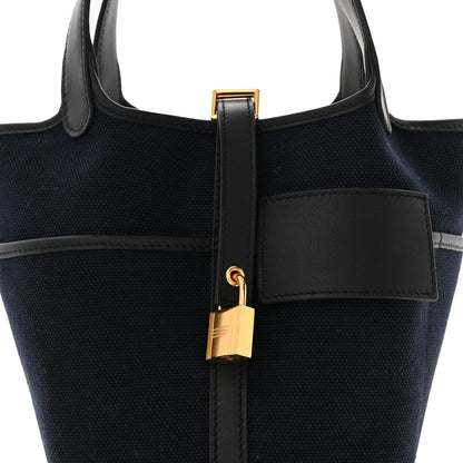 Hermes Toile Goeland Swift Cargo Picotin Lock 18 Bleu Marine 8 of 10