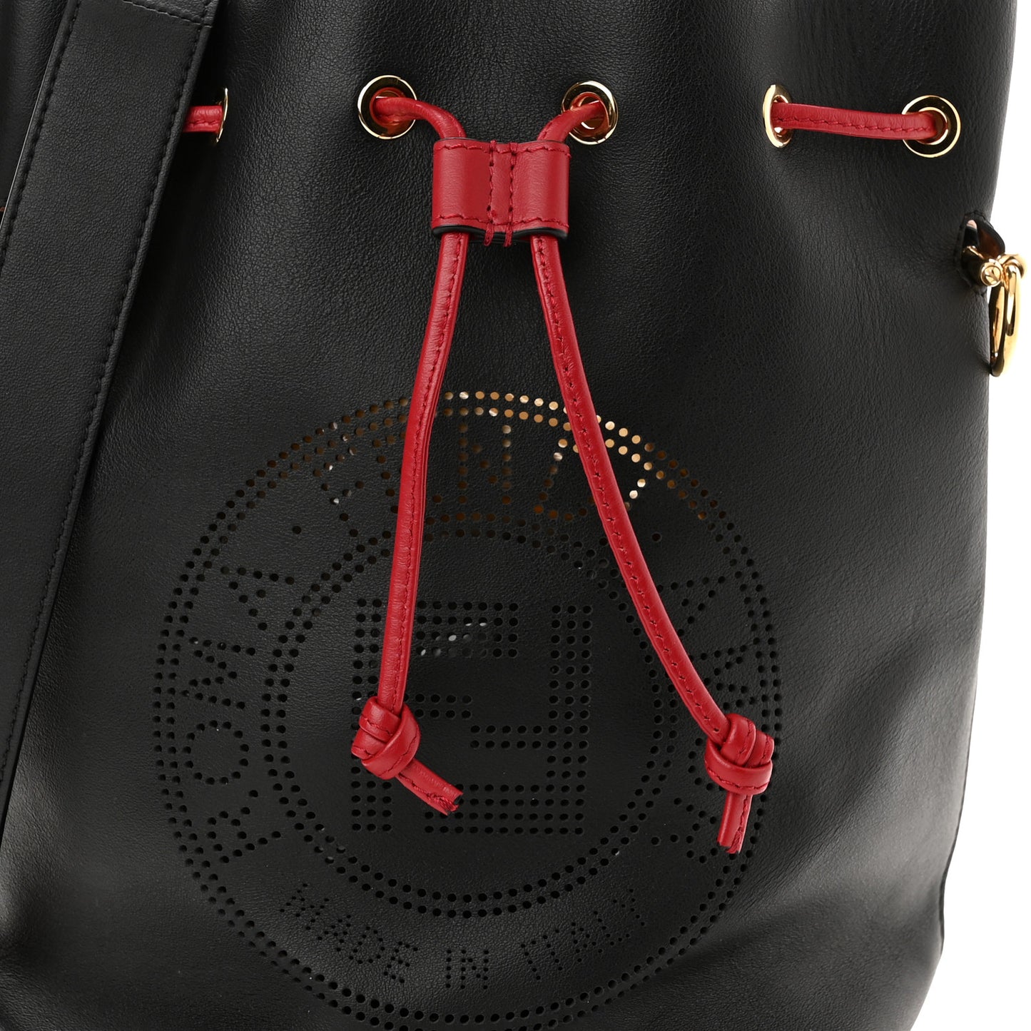 Vitello Grace F is Fendi Stamp Patch Perforated Small Mon Tresor Bucket Bag Black