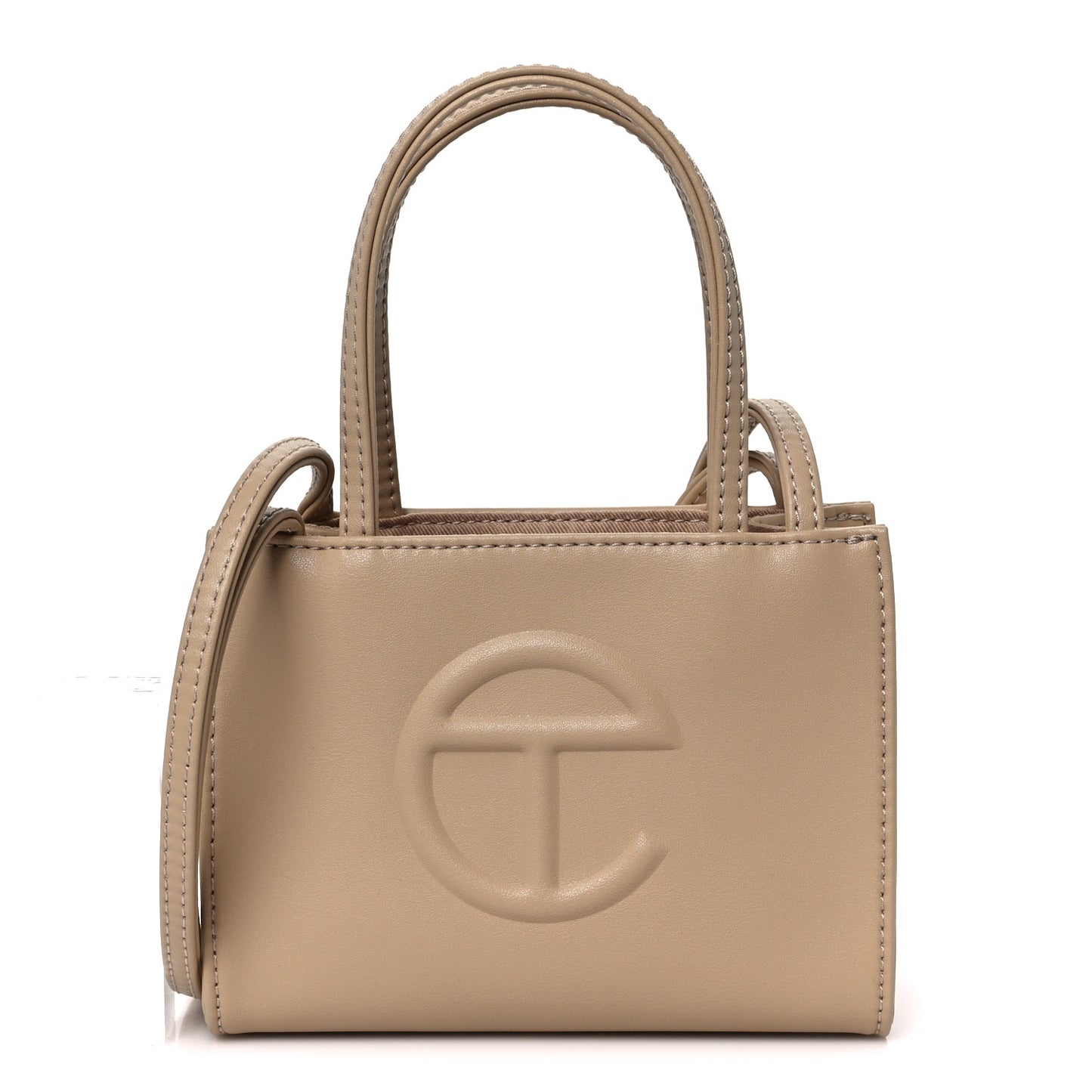 Vegan Leather Small Shopping Bag Cream