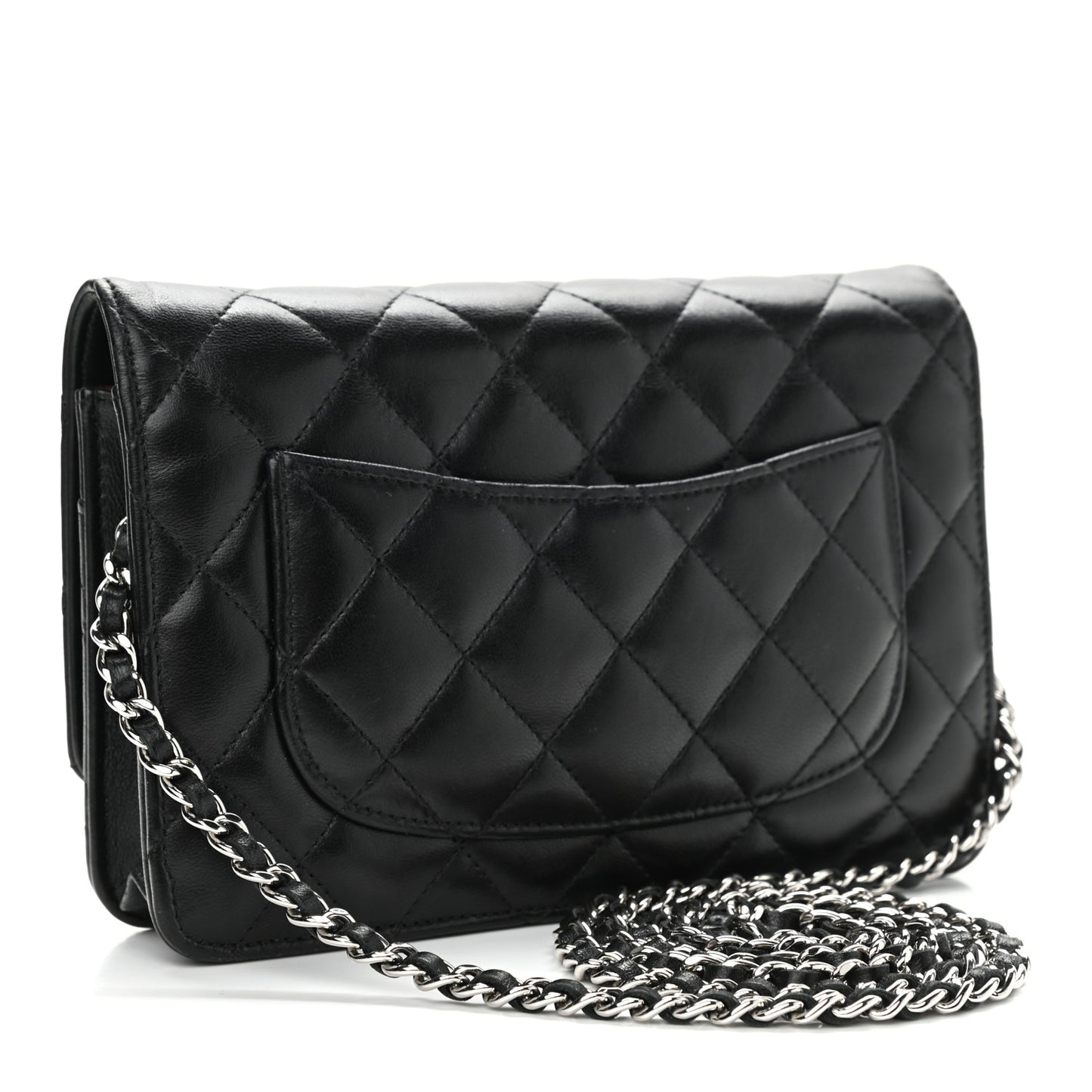 Lambskin Quilted Wallet On Chain WOC Black