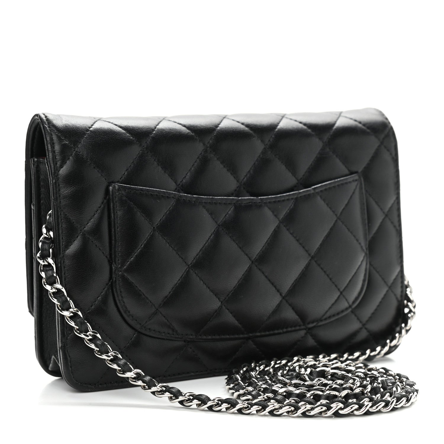 Chanel Lambskin Quilted Wallet On Chain WOC Black 3 of 12